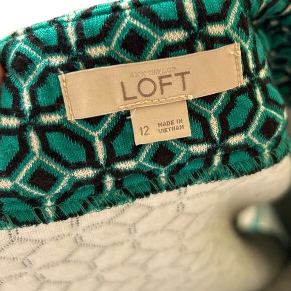 LOFT Women's Teal Tiled Jacquard Skirt Size 12 - Picture 5 of 6